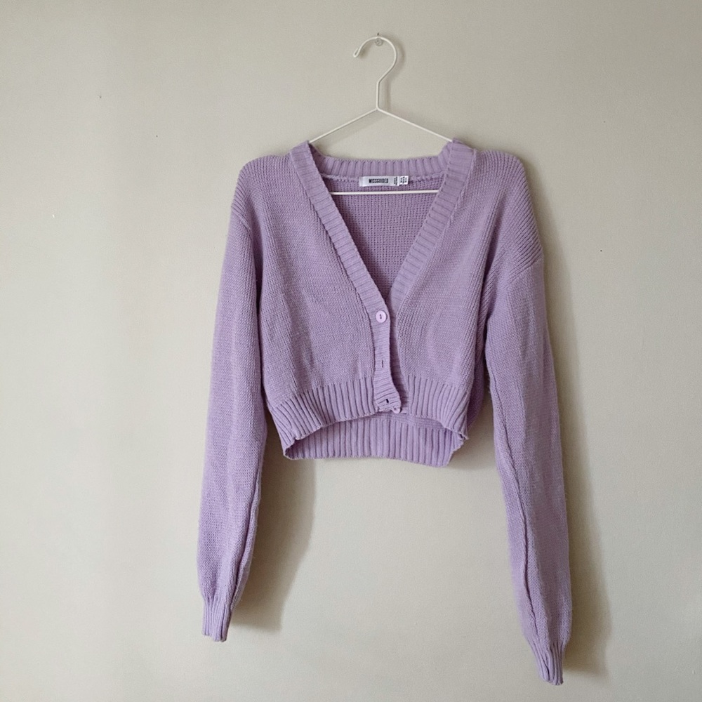 MISSGUIDED Lilac Button Cardigan